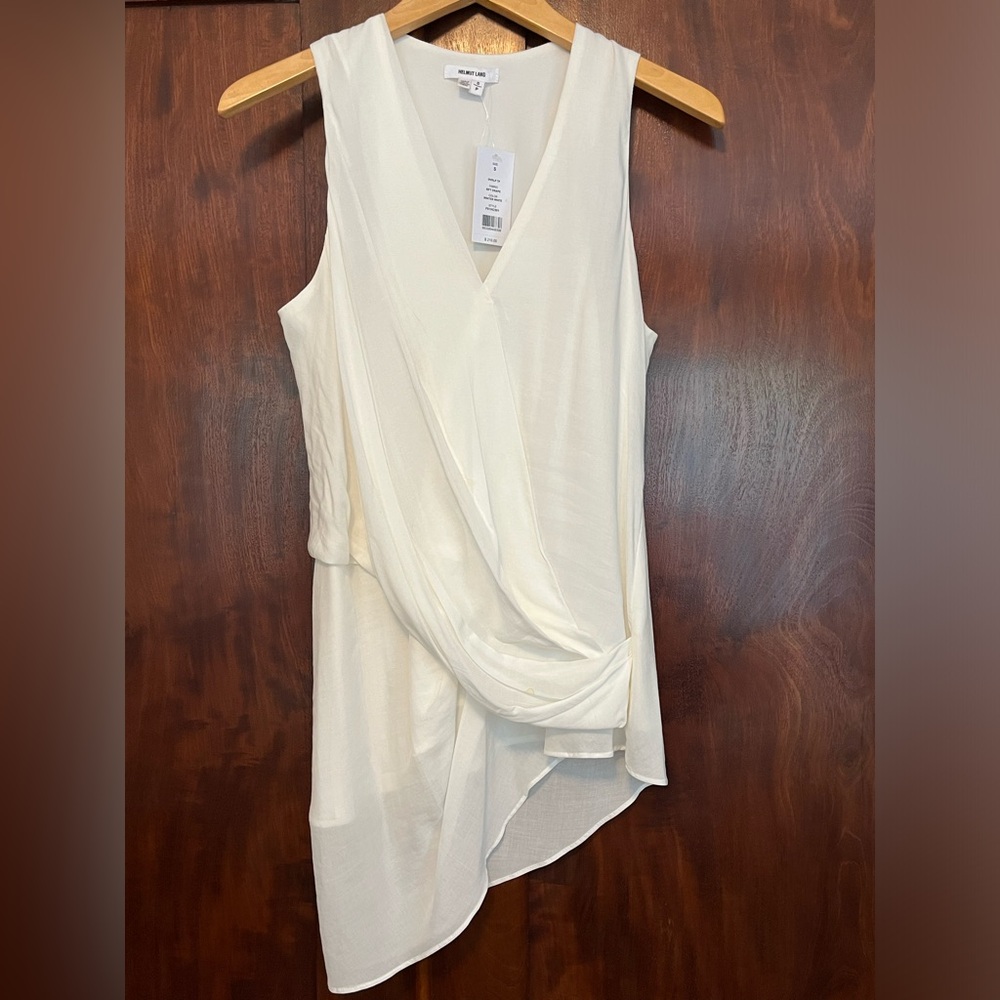 Helmut Lang lined sleeveless ivory shell